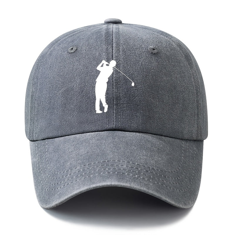 A Unisex Fashionable and Versatile Printed Golf Swing Baseball Cap, Classic Vintage Washed Outdoor Lightweight Curved-brim Hat, Trucker Baseball Cap, Suitable for Outdoor Vacations, Travel, Camping, and Other Casual Occasions, Holiday Party Hip-hop