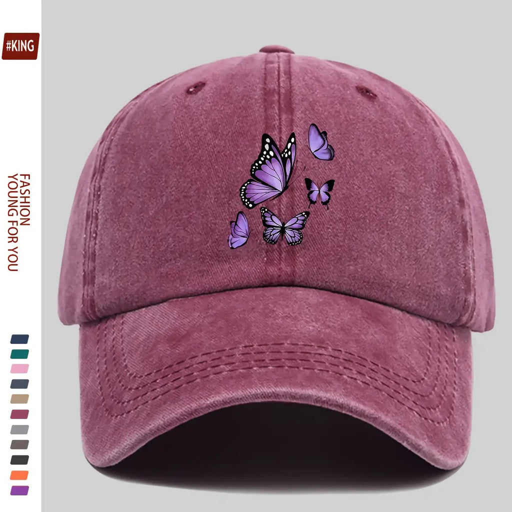 1pc Mother's Day Gift Gorgeous Butterfly Print Baseball Cap Comfortable Breathable Adjustable Size Youth Couple Skateboard Cap Beach Sunshade Seaside Party Travel Suitable for Playing Badminton, Golf, and Other Indoor Sports Suitable as a Birthday Ho