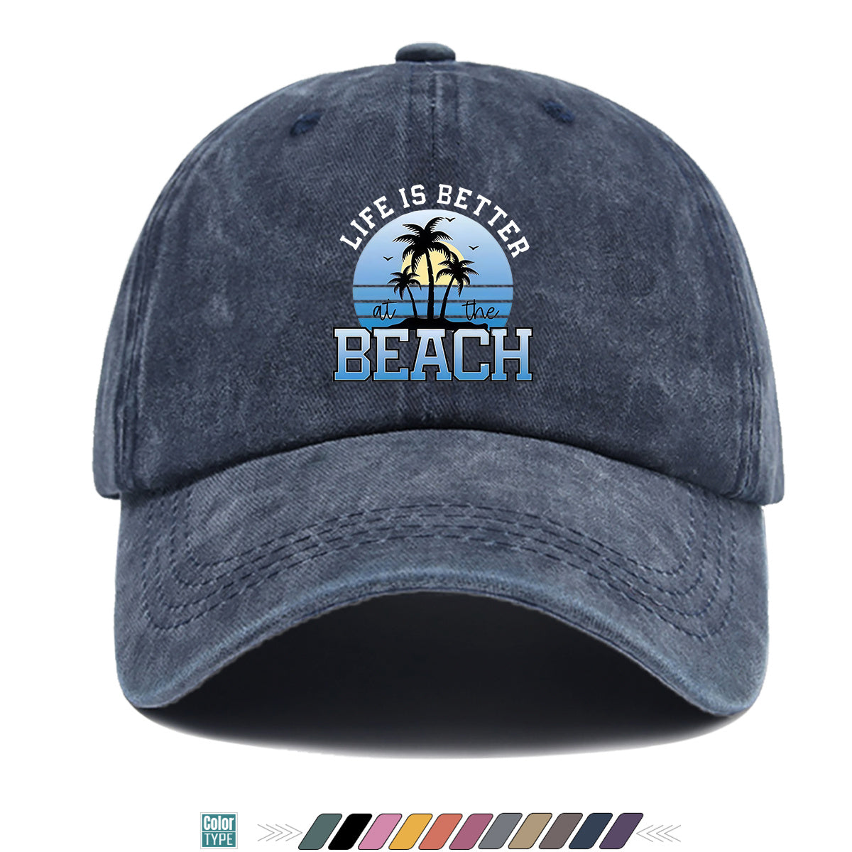 1pc 1pcs "at the BEACH" Coconut Tree Sunset Print Baseball Cap - Adjustable Duckbill Hat Suitable for Men & Women, Breathable Palm Tree for Beach Vacations, Outdoor Picnics, Summer Parties, Casual Cap Gift for,,