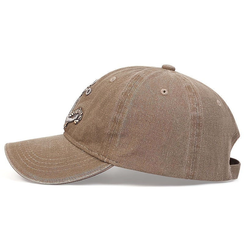 Men'S Pirate Hook Washed Baseball Cap, Outdoor, Adjustable Casual Hat, Suitable for Spring And Autumn Travel, Seaside Parties