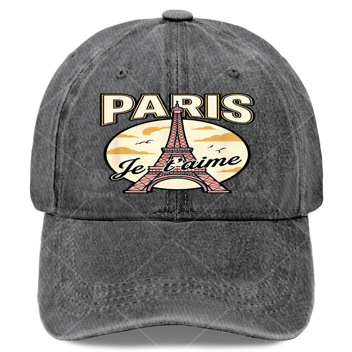 Paris Eiffel Tower Je Taime Vintage Baseball - Retro French Souvenir Hat Suitable for Travel, Unisex &, Iconic Eiffel Tower Print, Round Top for Christmas Gifts, 4th of Events, Casual Wear