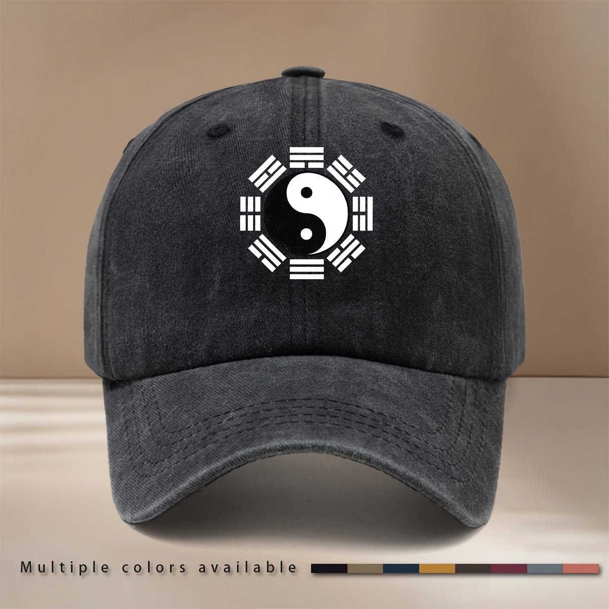 Men' & Women' Tai Chi Bagua Print Baseball Cap - Duckbill Trucker Hat with Yin-Yang Martial Arts, Curved Brim Suitable for Outdoor, Hip-Hop, All-Season Casual Wear, Taiji Training