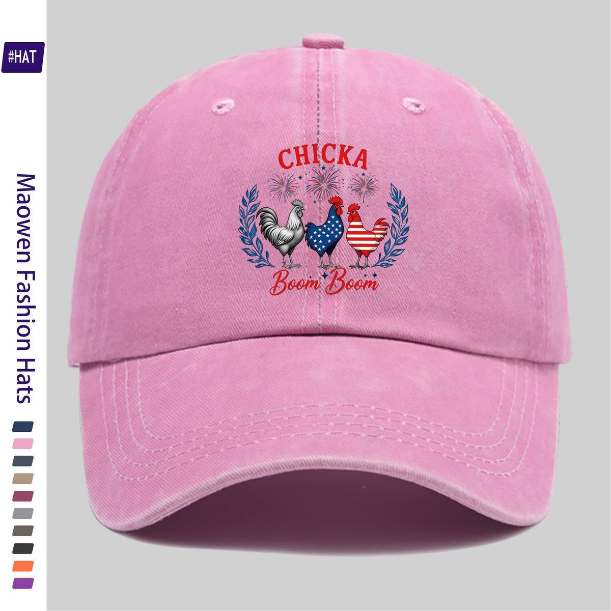 1pc Vintage Washed Distressed Baseball Cap with American Flag And Fireworks Print, Adjustable Buckle Closure, Rooster And Hen Pattern, Suitable for Truckers, Unisex, Ideal for Driving And Everyday Casual Wear