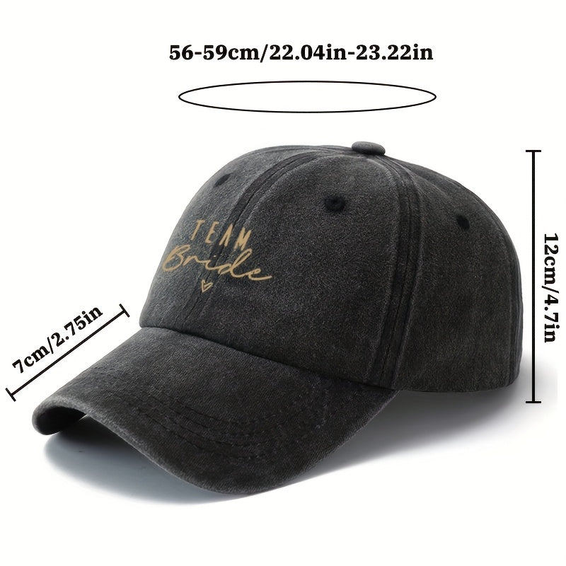 "TEAM Bride" Embroidered Baseball Cap - Stylish Black, Olive Green, Pink, And Navy Blue Options, Casual & Outdoor Lightweight Trucker Hat with Adjustable Snapback, Casual Headwear | Embroidered Design | Lightweight