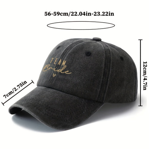 "TEAM Bride" Embroidered Baseball Cap - Stylish Black, Olive Green, Pink, And Navy Blue Options, Casual & Outdoor Lightweight Trucker Hat with Adjustable Snapback, Casual Headwear | Embroidered Design | Lightweight