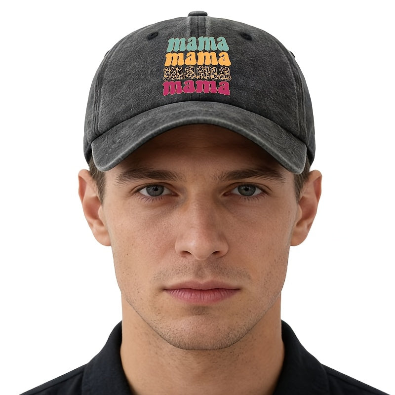 Unisex Fashion Versatile Printed Mama Cartoon Letter Baseball Cap, Classic Retro Washed Outdoor Lightweight Curved Brim Hat, Trucker Cap, Suitable for Outdoor Vacation Travel Camping And Casual Occasions, Holiday Party Hip-Hop Hat