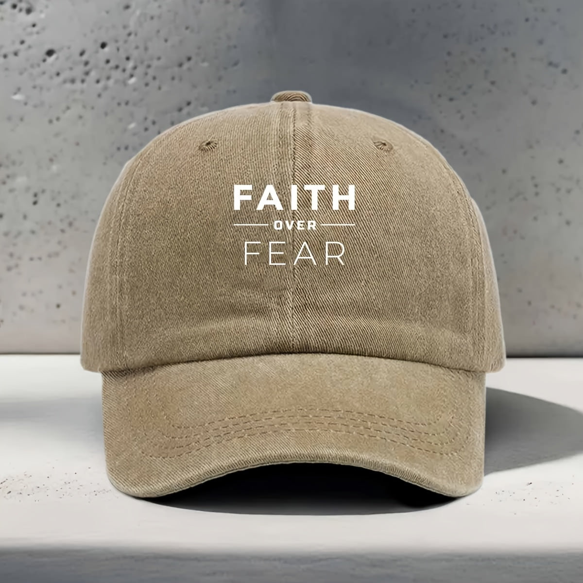 Women'S Baseball Cap with English Print FAITH OVER FEAR Inspirational Slogan, Casual Fashion Individual All-Match Street Trendy Unisex Duckbill Hat, Daily Commuting Outdoor Sports Fitness Yoga