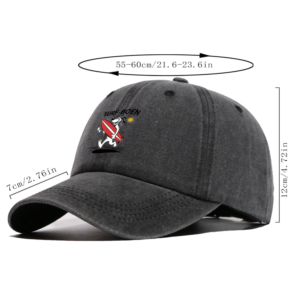 1pc Surfing Dog Fun Print Baseball Cap, Comfortable Breathable Sun Hat, Fashionable Individual Aesthetic Unisex Cap, Adjustable Size Casual Street Hat, Beach Vacation Hat, Suitable for Surfing, Beach, Vacation, Party, Outdoor Sports