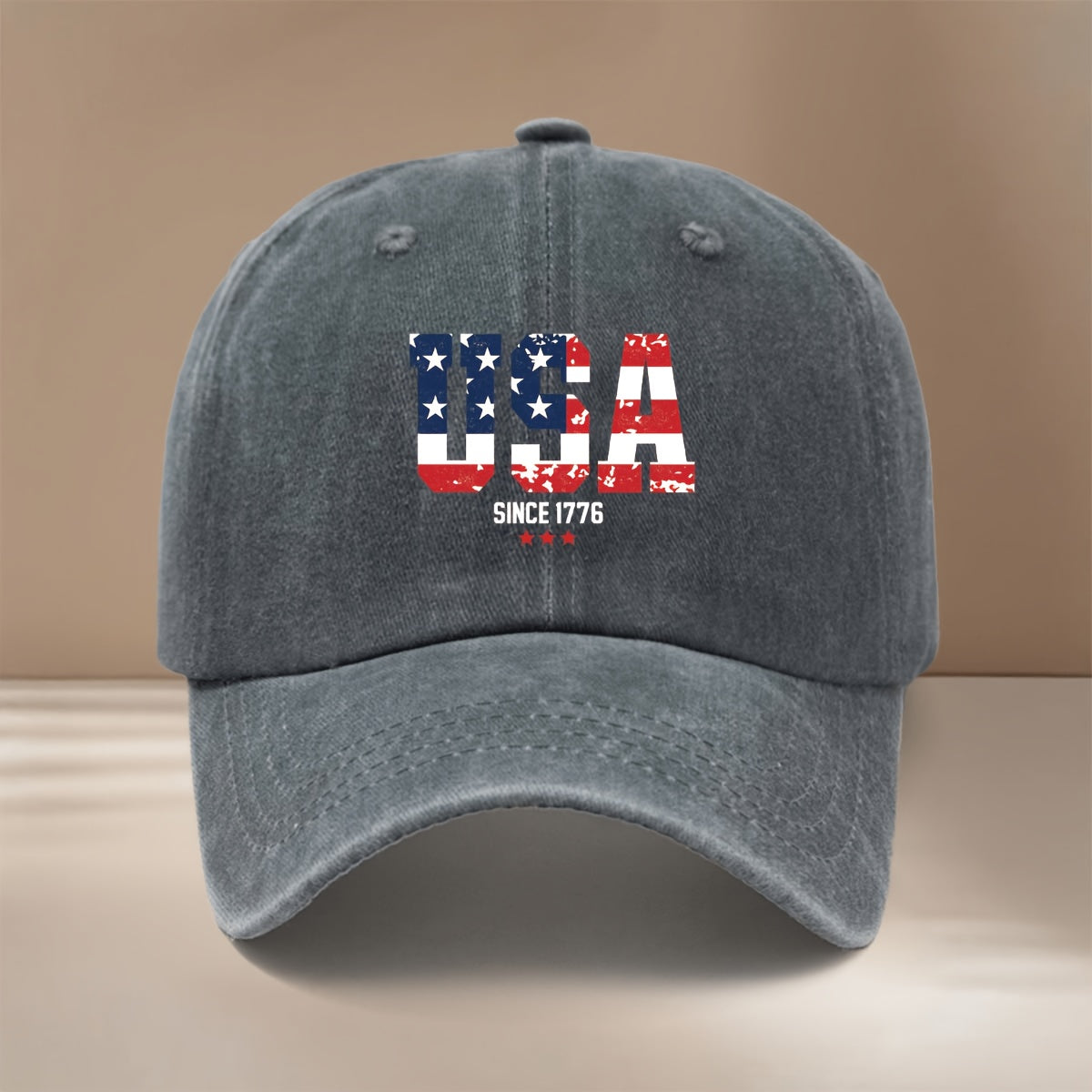 A Comfortable And Lightweight Baseball Cap Featuring The Text 'USA1776', Designed in a Trendy Hip-Hop Style with a Textured Feel. This Unisex Curved-Brim Cap Is Adjustable in Size, Made of Six Panels