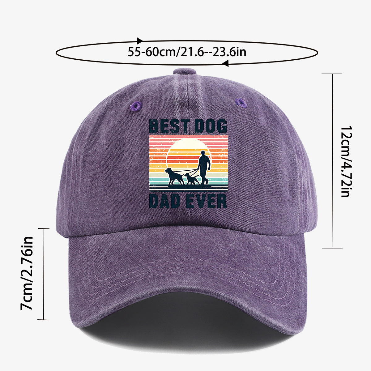 1pc "Best Dog Dad Ever" Vintage Trucker Hat - Adjustable Unisex Baseball Cap Suitable for Outdoor, Dog Walking, Picnics & Sports, Breathable Dad Hat Gift for Fathers Day, Birthdays, for Dog Lovers with Sunset Print (for Men & Women)