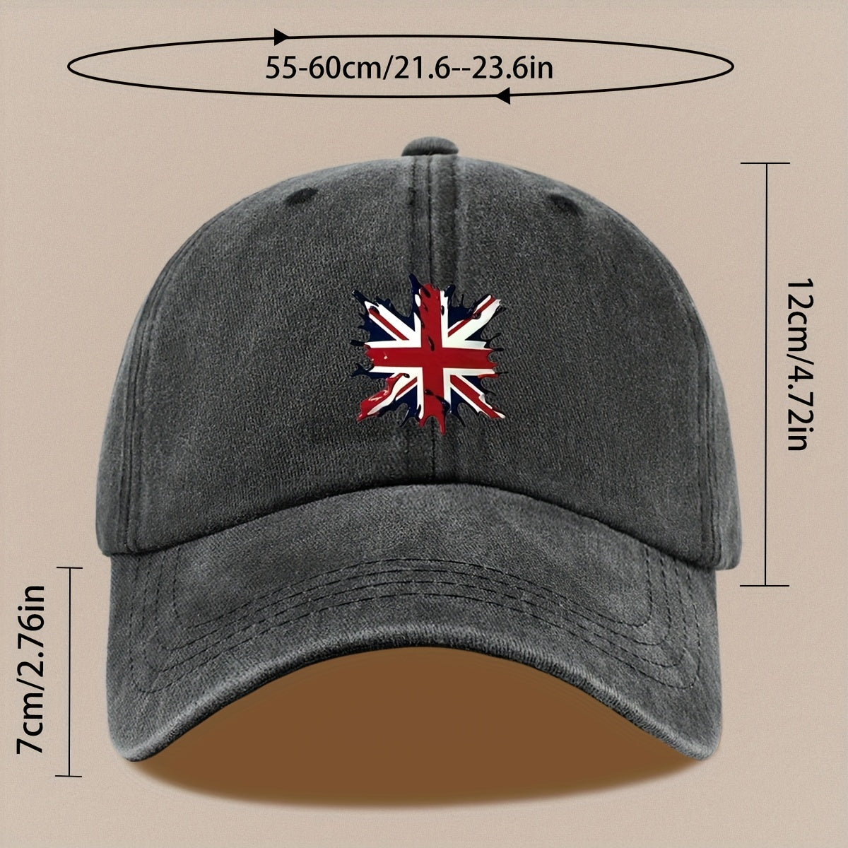 A Lightweight And Breathable Baseball Cap Featuring a "Union Jack" Pattern, Suitable for Both Men And Women. This Vintage-Style Dad Hat Is Adjustable And Perfect for Outdoor Activities Like Truck Driving, Graduation, Beach Outings, Sports, Hiking