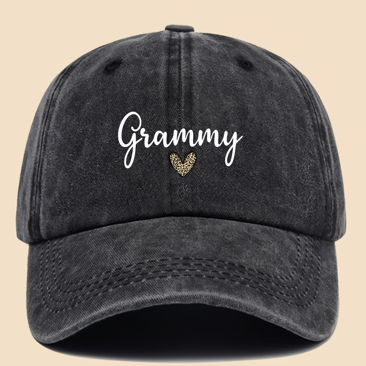 1pc Fashionable "Love And Grammy" Fun Print Baseball Cap, Minimalist Pattern Design, Black Papa Trucker Hat, Breathable And Comfortable, Solid Color Easy, Vintage Soft Top Curved Brim Dad Hat, Adjustable Size, Unisex, Youth Couple Skateboard Hat, C