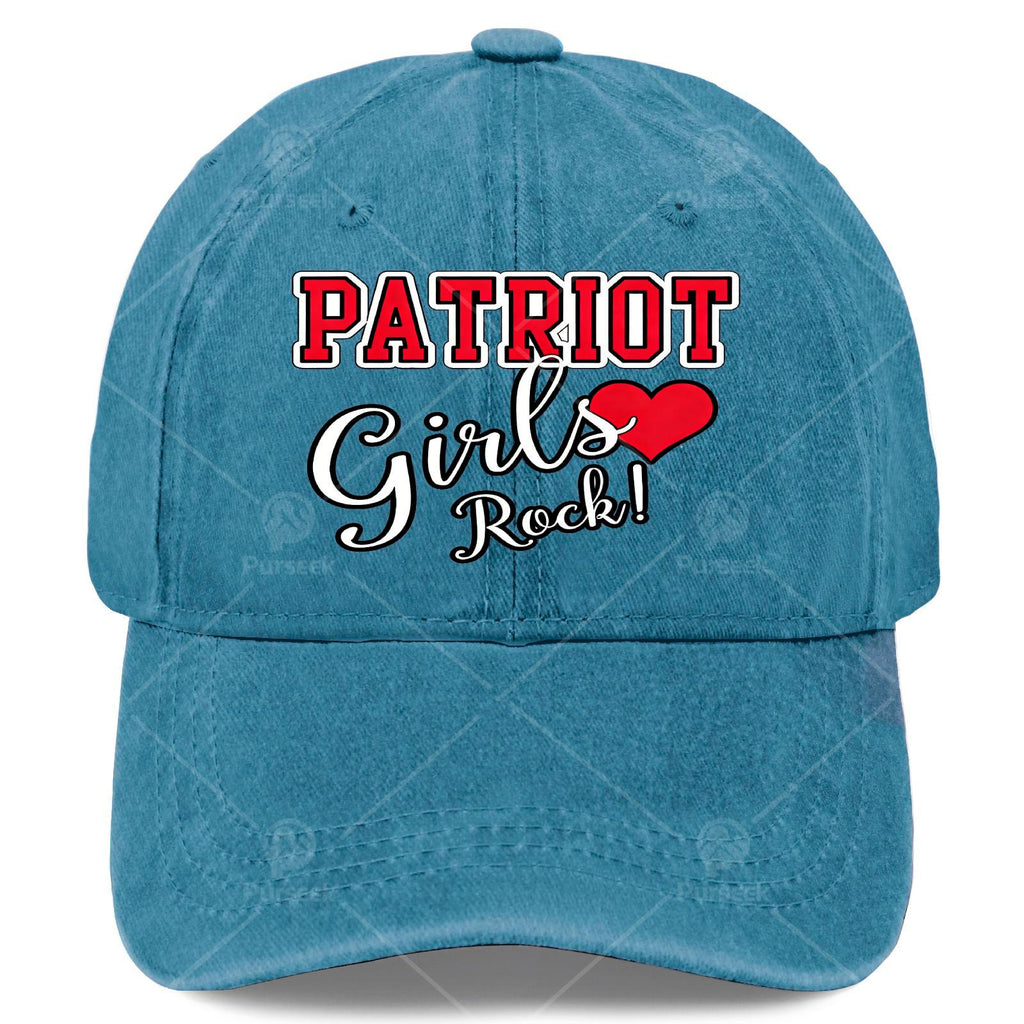 Patriots Girls Rock Cute Heart Baseball Hat Unisex Vintage Washed Distressed