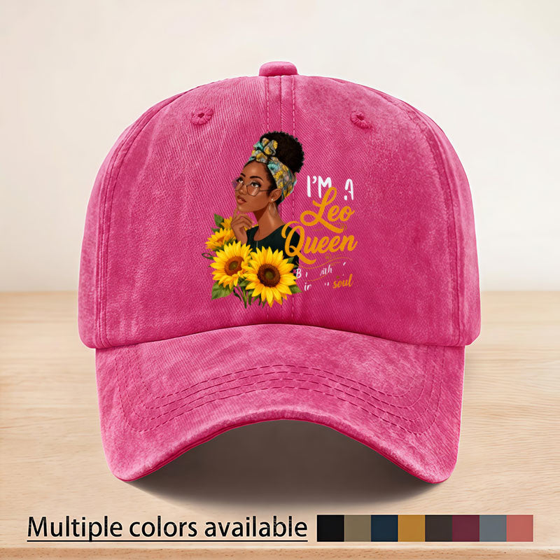 Stylish Leo Queen Sunflower Print Baseball Cap, Adjustable Strap, June 16th Anniversary Edition Baseball Cap, Suitable for All Seasons, Multi-purpose, Lightweight and Breathable, Ideal for Outdoor Sports, Fishing, Picnics, and Camping for Sun