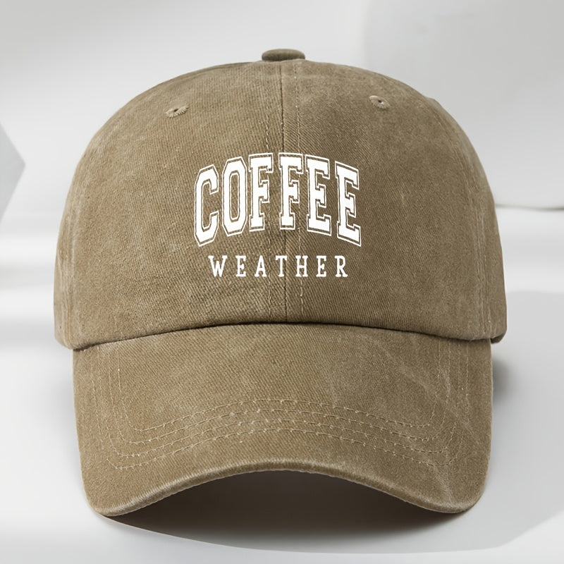Men's Retro Baseball Cap with Coffee Bean Lettering & Logo Print - Adjustable Sun Hat, Breathable Outdoor Casual Cap for Sports, Daily Wear - Black, Comfortable & Versatile for All Beige Types (Hand Washable)