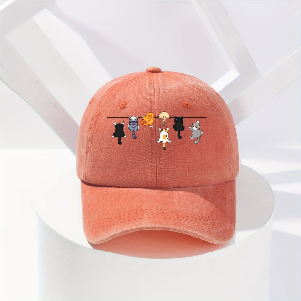 Super Cute Cat-themed Baseball Cap, the Perfect Choice for Street Fashion, with a Fun and Vibrant Design Suitable for Any Season
