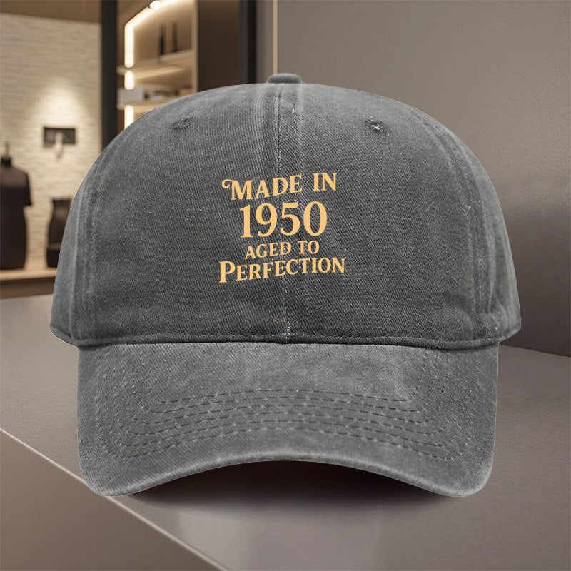 1pc Men's Vintage 1950 Retro Baseball Cap - Adjustable Trucker Hat Suitable for Outdoor Sports, Golf, Casual Wear, Lightweight Polyester with Printed Design, Aged to Perfection for Decades, for Office, for, for Trucking