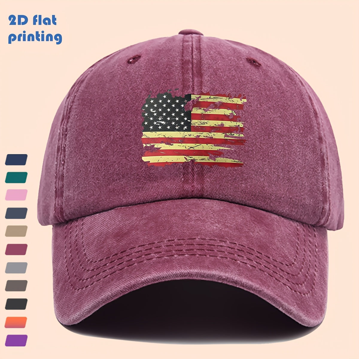 Distressed-Cut USA Flag Baseball Cap with Star-And-Striped Print, Suitable for Daily Wear, Stylish And Trendy Decorative Sun Hat, Comfortable And Lightweight Trucker Sun Hat, Adjustable Strap Dad Hat, Perfect for Street Casual Wear