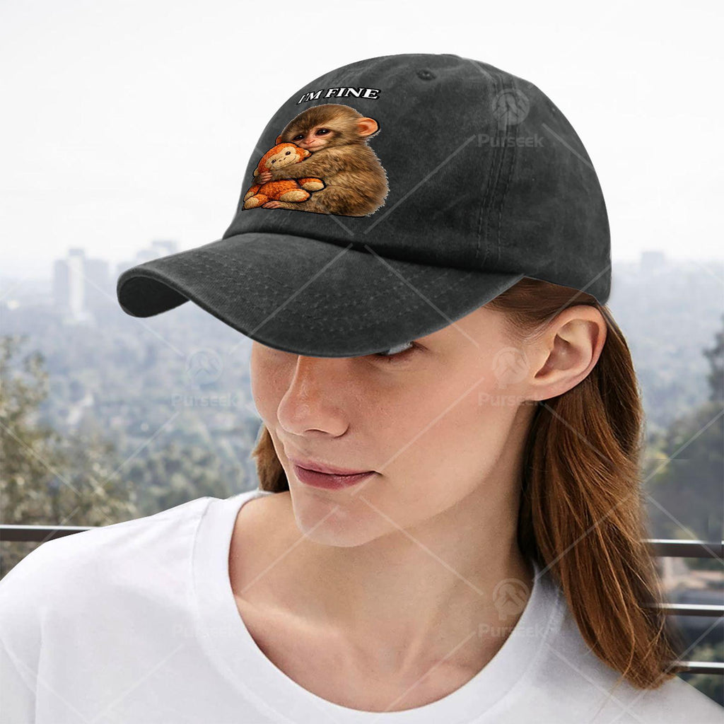 Punchs Monkey Retro Baseball Suitable for & - Lightweight Full-Body Punchs Monkey Print Hat, Round with Iconic Monkey, Hand Washable for Christmas, Events, Casual Wear - Unisex & Fashion Accessory