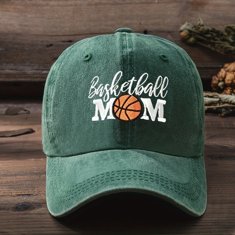 Trendy Unisex Embroidered BASKETBALL MOM Washed Baseball Cap for Outdoor And Casual Wear