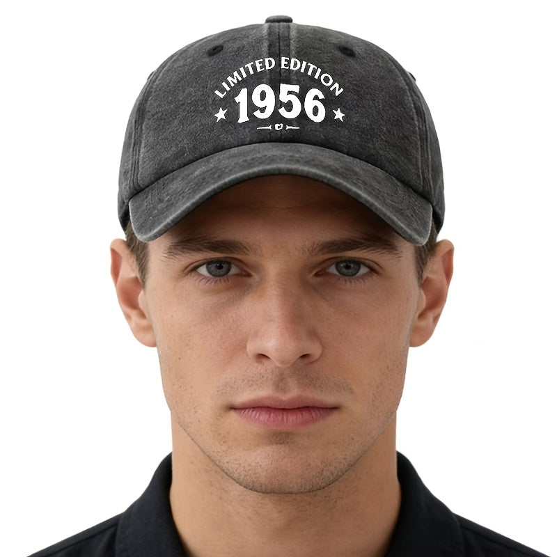 A Unisex, Fashionable and Versatile Printed LIMITED 1956 Baseball Cap, a Classic Retro Washed Outdoor Lightweight Curved Brim Cap, Suitable for Outdoor Vacations, Travel, Camping, and Other Casual Occasions, a Hip-hop Cap for Holiday Parties, a Casua