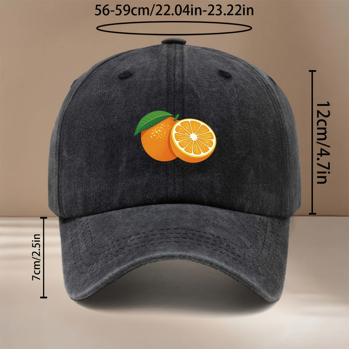 This Is a Baseball Cap with a Fresh Orange Slice Print Pattern. It's a Trendy, , Adjustable-size Curved-brim Hat Suitable for Both Men and Women. The Lightweight and Comfortable Snapback Cap Is Perfect for Outdoor Sports, Dinners, Camping, and Other