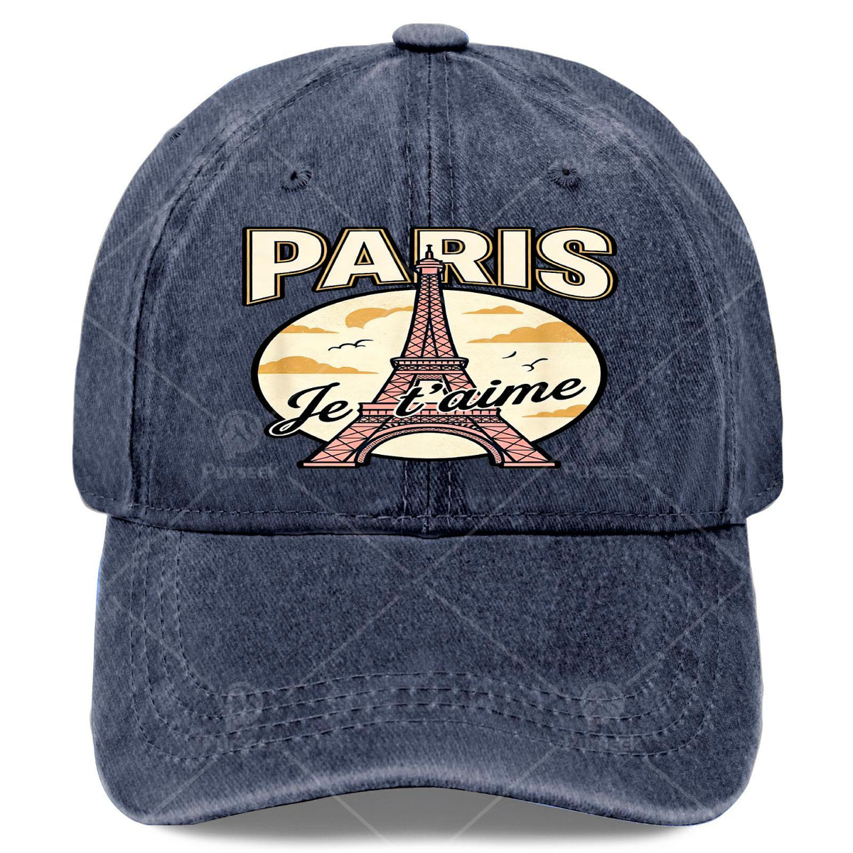 Paris Eiffel Tower Je Taime Vintage Baseball - Retro French Souvenir Hat Suitable for Travel, Unisex &, Iconic Eiffel Tower Print, Round Top for Christmas Gifts, 4th of Events, Casual Wear