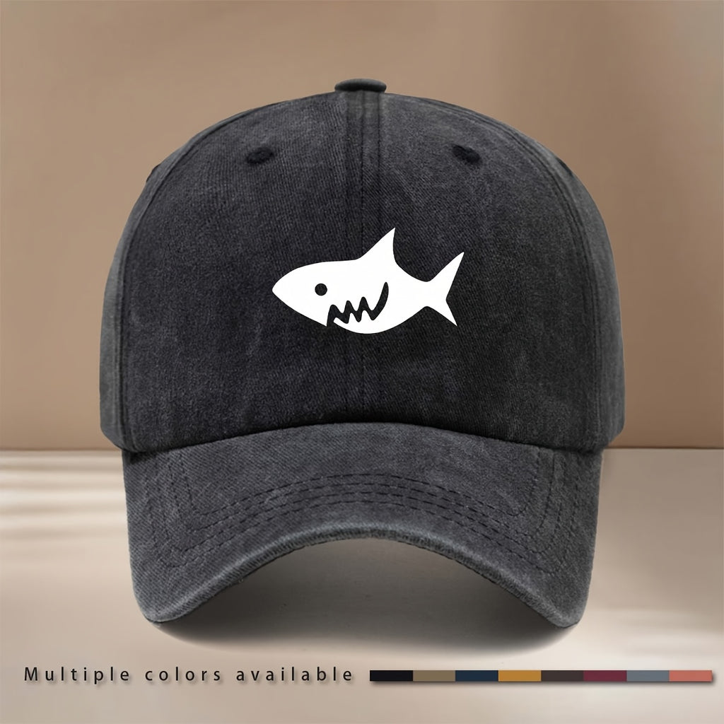 This Is a Stylish And Lightweight Baseball Cap Featuring a Cartoon Shark Design. It Is Adjustable in Size And Suitable for Both Men And Women, Making It a Trendy Choice for Outdoor Sports, Gatherings