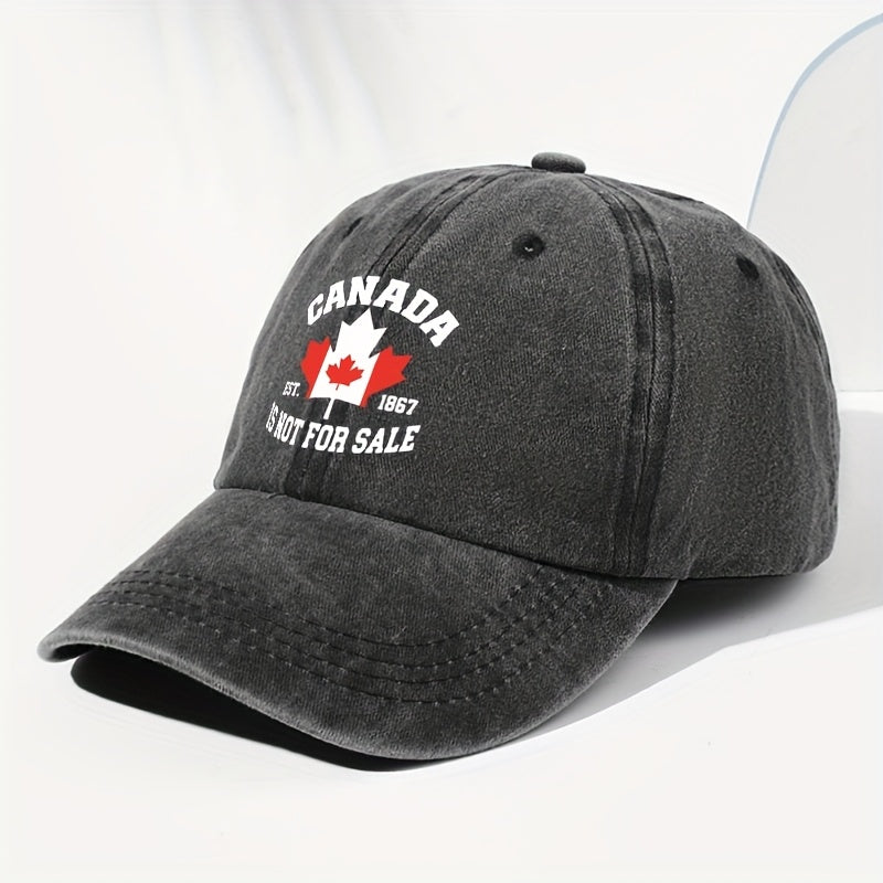 Unisex Canadian CANADA Maple Leaf Print Washed Vintage Baseball Cap, Fashionable Sun Outdoor Hat for Men and Women, Adjustable Trucker Hat Suitable for All Seasons and Daily Wear