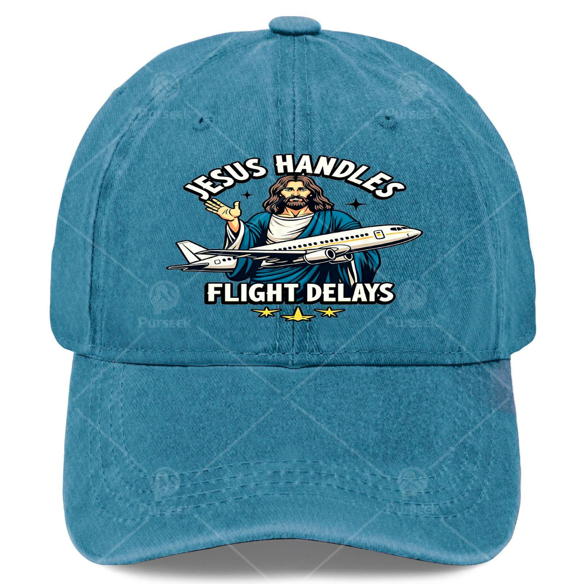 Unisex Fashion Washed-Out Baseball Shirt, Themed Around Faith And Travel Delays