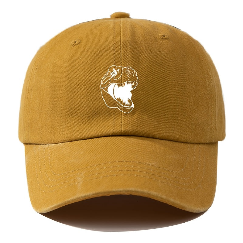 A Printed Washed Vintage Unisex Baseball Cap, Adjustable, in European and American Fashion, Featuring a Duckbill Style, Suitable for Outdoor Camping, Travel, Parties, Hip-hop, and Curved-brim Designs, Making It a Trendy Baseball Cap