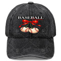 Unisex Vintage Washed Baseball Cap with Cherry Bow, Suitable for Baseball Season