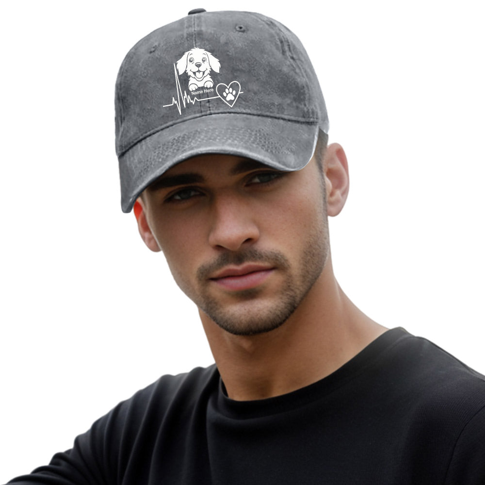 White Puppy Head Cartoon Print Women's Vintage Floral Print Hat, Retro Dad Hat for Both Men and Women, Vintage Foreign Trade Baseball Cap, New Soft-top Outdoor Driving Cap