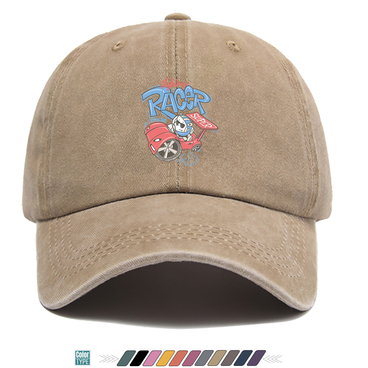 1pc "Highway Racer" Fun Cartoon Print Baseball Cap Panda Racer Pattern Sun Hat Fashion Trendy Duck Tongue Hat Unisex Adjustable Street Casual Hat Outdoor Sports Sun Hat Suitable for Daily Travel, Parties, Cycling
