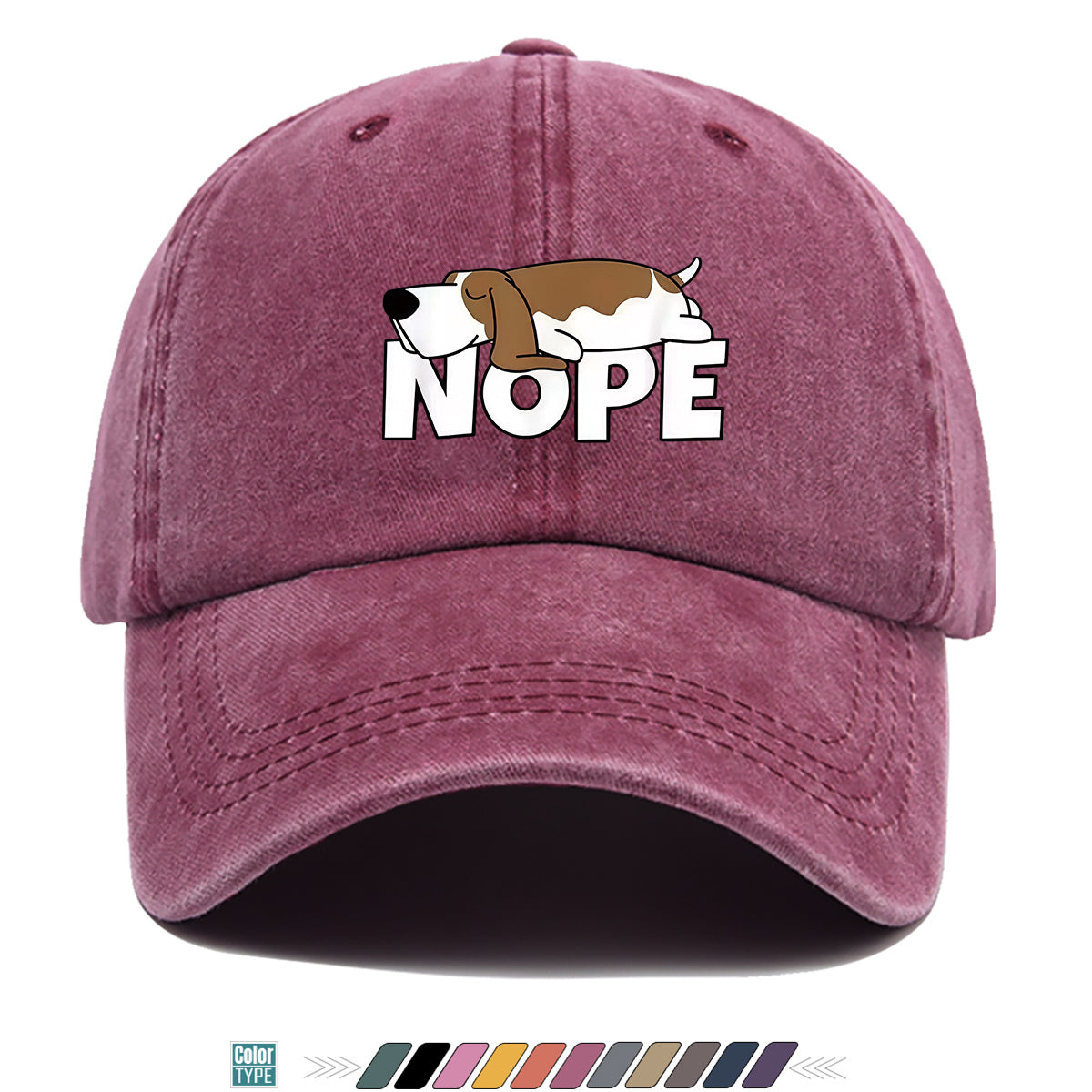1pc Fun Cartoon Dog "NOPE" Printed Baseball Cap, Comfortable Breathable Sun Hat, Fashionable Individual Aesthetic Unisex Cap, Adjustable Size Casual Street Hat, Outdoor Sunshade Hat Suitable for Daily Commuting, Shopping, Parties, Travel, Sports