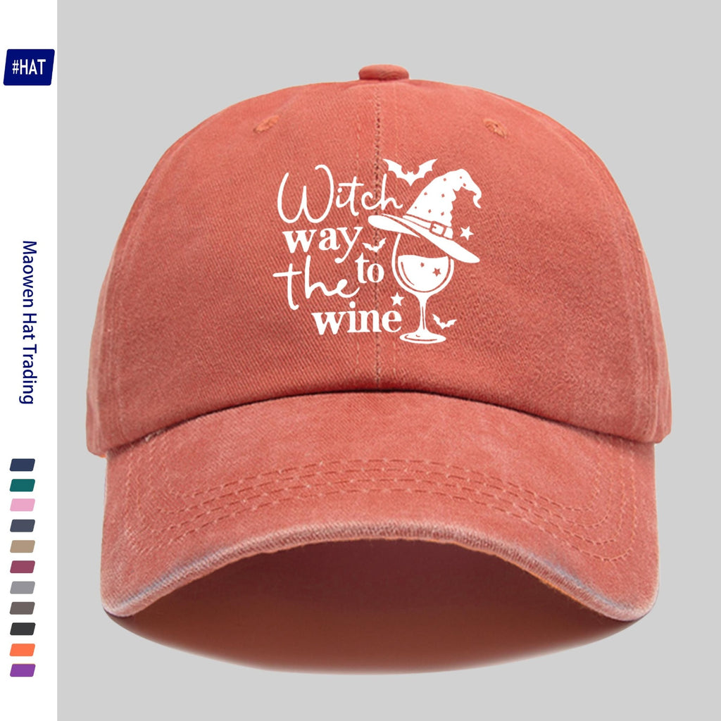 Washable Baseball Cap, Featuring a Fun Wizard Hat And Teacup Pattern Print, a Halloween-Themed Fashion Retro Baseball Cap, Adjustable Size, Unisex Design - Lightweight Outdoor Cap, Suitable for All Seasons, Ideal for Travel And Leisure