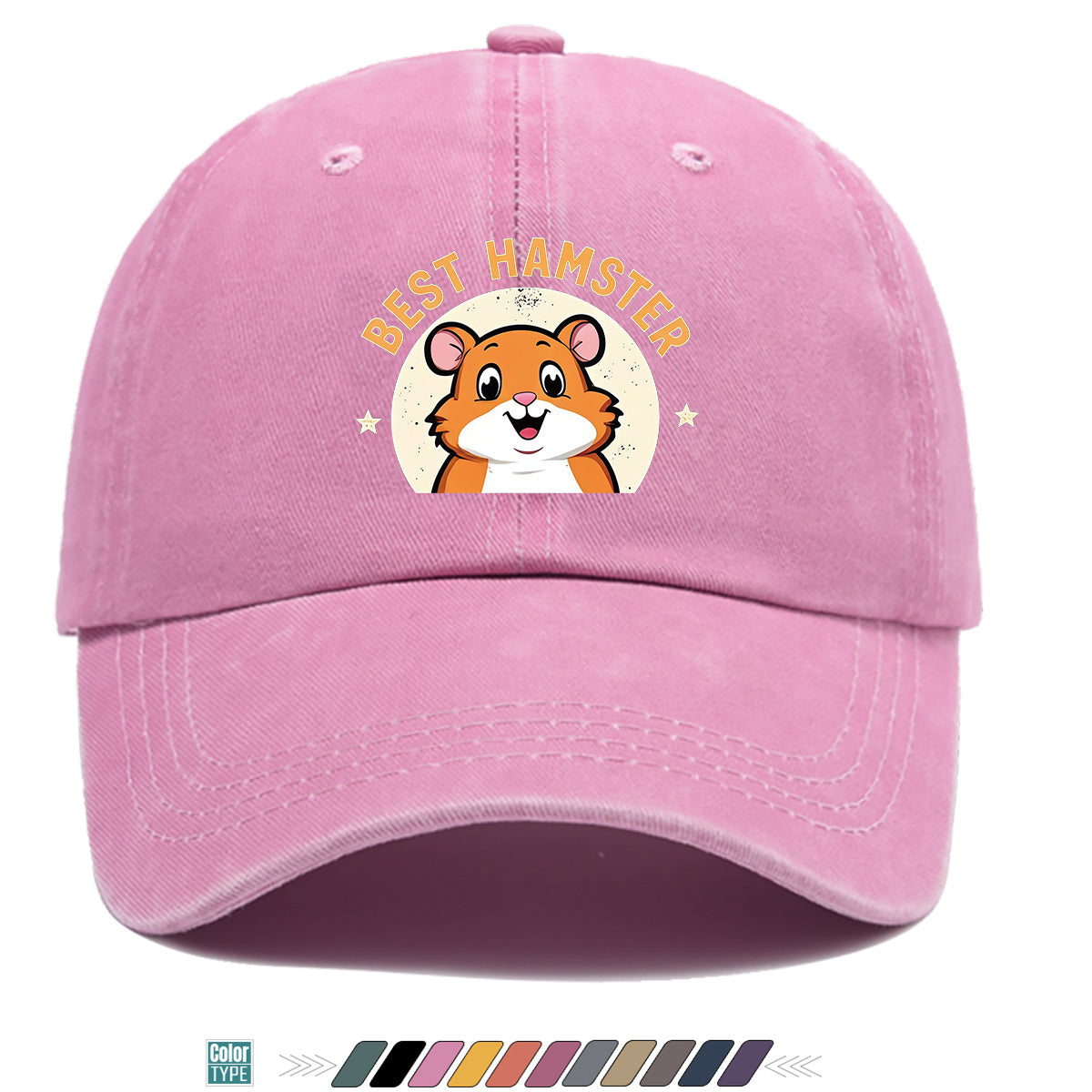 1pc "Best Hamster" Cartoon Hamster Print Baseball Cap, Cute And Playful Sun Hat, Fashionable Casual Unisex Hat, Adjustable Size, Daily Hat, Couple Outing Hat, Suitable for Park Play, Easy Dressing, Shopping, Hiking, Outdoor Picnic