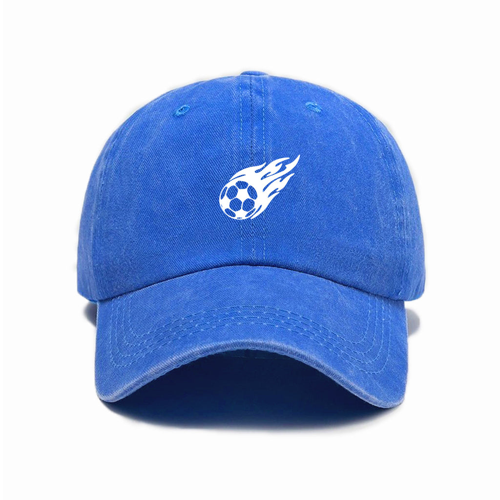 1 Washed Distressed Printed Baseball Cap for Adults, Fashionable Vintage Soccer Print Washed Distressed Soft Top Sun Baseball Cap, Unisex Versatile Baseball Cap