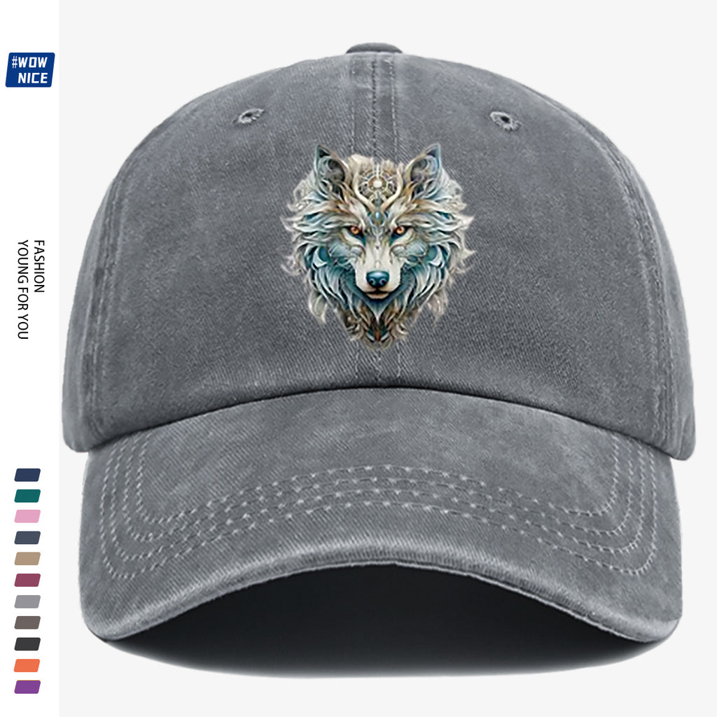 1pc Wolf Head Art Print Baseball Cap, Personalized Animal Pattern Design, Unisex Duckbill Hat, Wearing Makes You Look Slimmer And Smaller Face, Adjustable Size, Fashion Street Style, Daily Casual Versatile, Outdoor Activities, Shopping, Parties