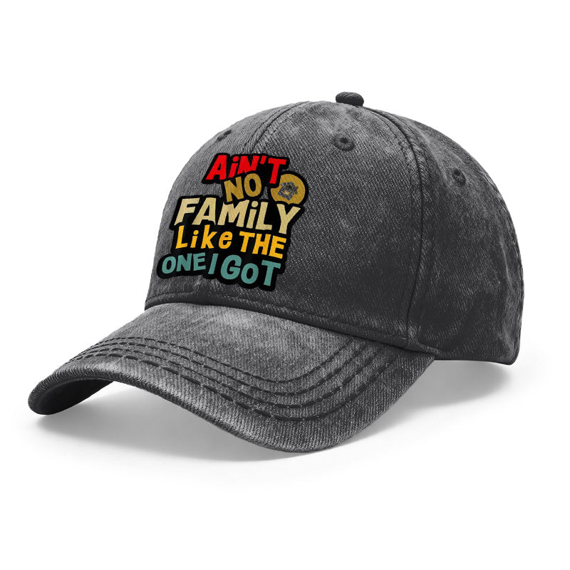1pc Vintage Washed Unisex Baseball Caps, Ain'T No Family Like The One I Got, Bold Typography Design Print, Adjustable, Suitable for Outdoor Activities And Casual Wear, Gifts for Men And Women, Friends