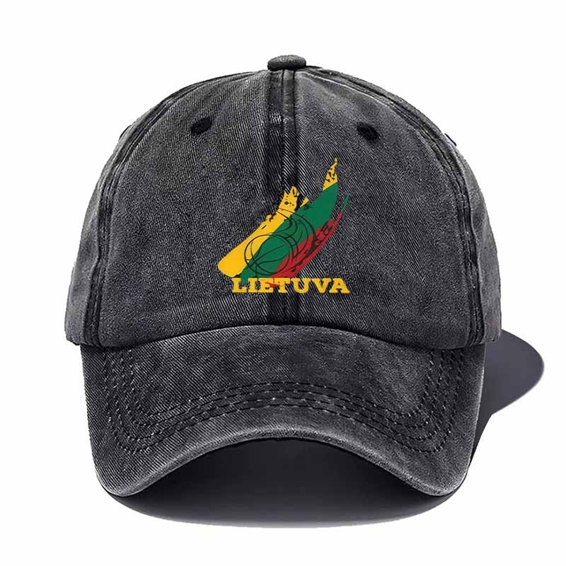 Unisex Washable Baseball Cap with LIETUVA Lettering & Flame Football Design - Machine-Washable Adjustable Cap Suitable for Sports, Casual Wear, Football Fans,  Lithuanian Pride Design, Pull String Closure for Lifestyles