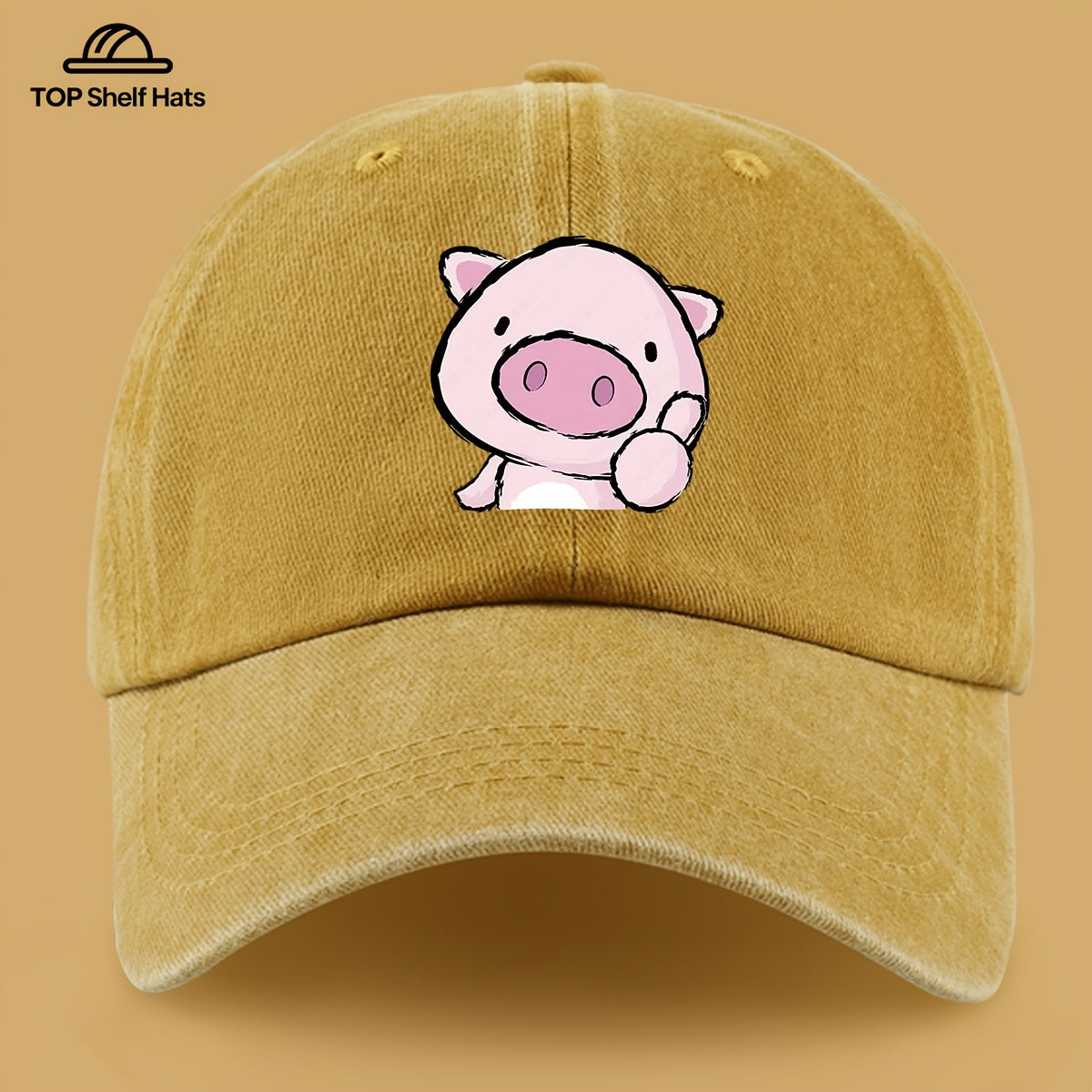 1pc Cute and Playful Piglet Pattern Printed Baseball Cap, Lightweight, Comfortable, and Breathable, Adjustable Size, An Excellent Valentine's Day Gift for Your Partner, Unisex Outdoor Casual Wear Accessory, Mom and Dad's Beach Vacation Leisure Sun