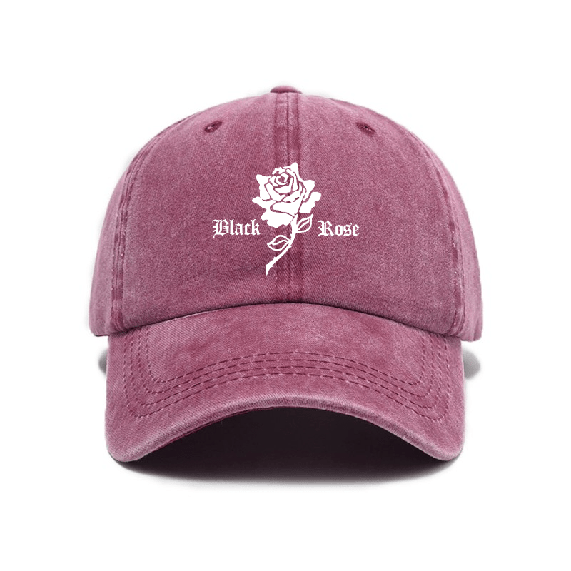 Vintage Washed Baseball Cap with Rose Print Decor, Casual Fit Suitable for Daily Streetwear, Adjustable Unisex Vintage Style Hat