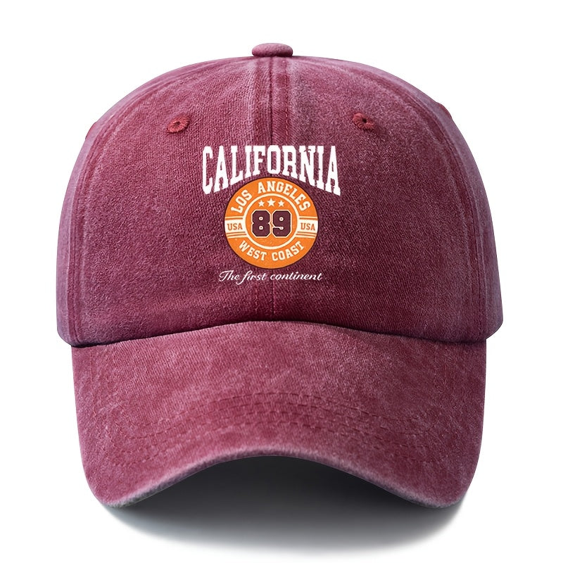 A Unisex Fashionable and Versatile Printed CALIFORNIA Baseball Cap, Featuring a Classic Vintage Washed Lightweight Curved-brim Design. Suitable for Outdoor Vacations, Travel, Camping, and Other Casual Occasions. Also Ideal as a Hip-hop Hat