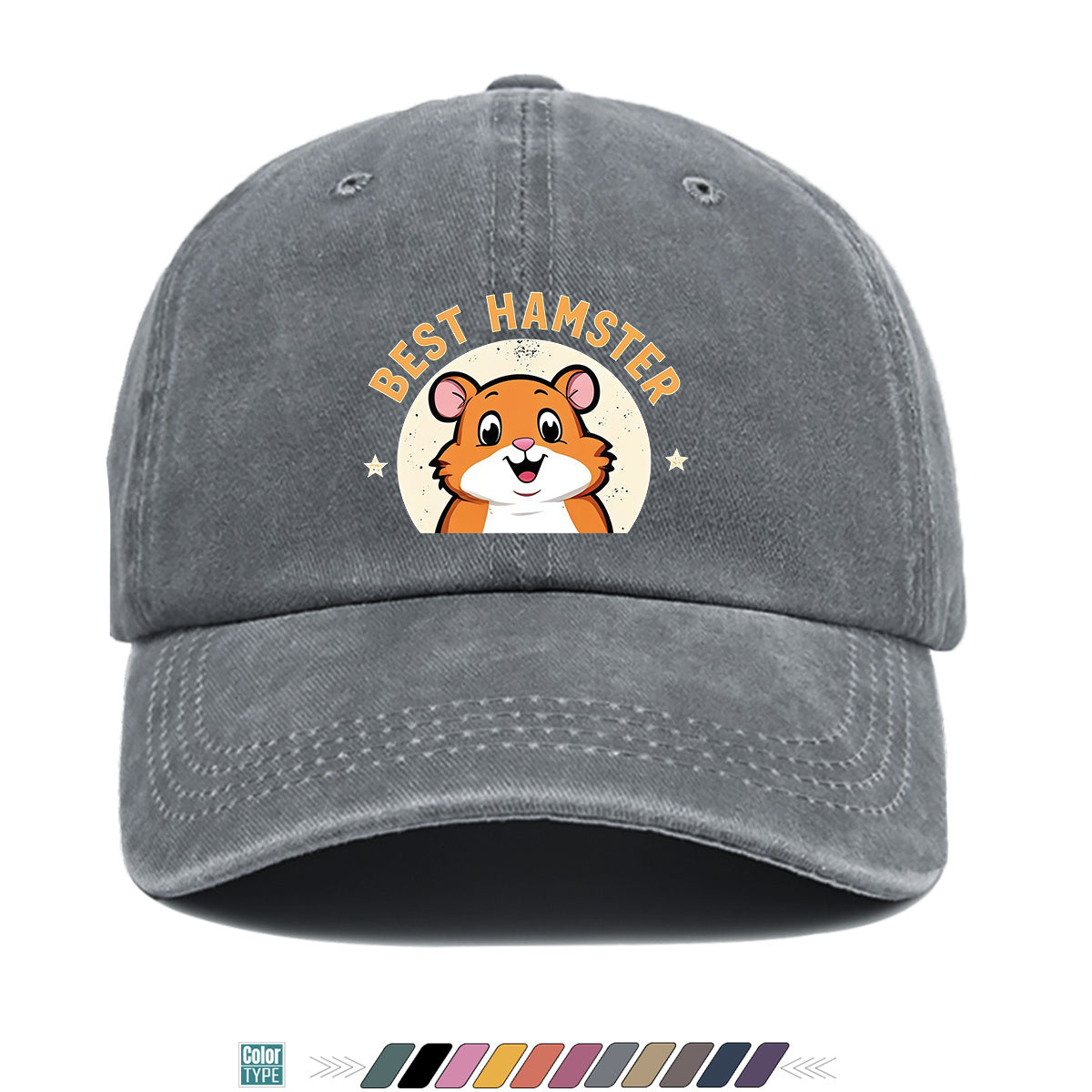 1pc "Best Hamster" Cartoon Hamster Print Baseball Cap, Cute And Playful Sun Hat, Fashionable Casual Unisex Hat, Adjustable Size, Daily Hat, Couple Outing Hat, Suitable for Park Play, Easy Dressing, Shopping, Hiking, Outdoor Picnic