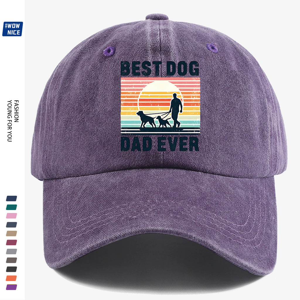 1pc "Best Dog Dad Ever" Vintage Trucker Hat - Adjustable Unisex Baseball Cap Suitable for Outdoor, Dog Walking, Picnics & Sports, Breathable Dad Hat Gift for Fathers Day, Birthdays, for Dog Lovers with Sunset Print (for Men & Women)