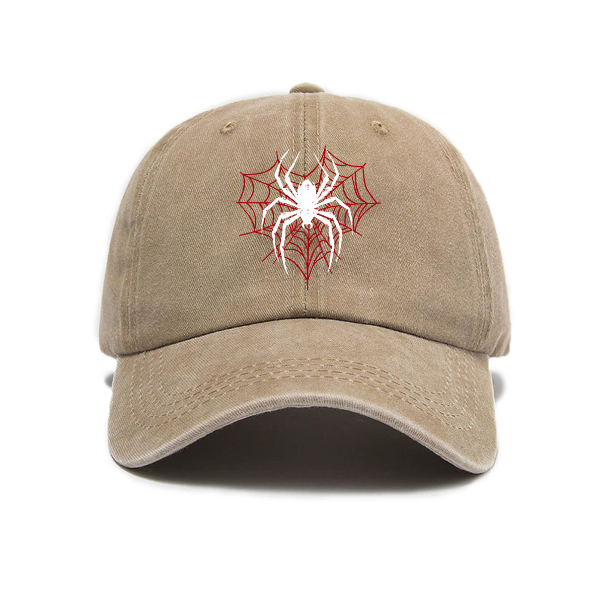 1 Top Water Washed Old Printed Baseball Cap Adult Versatile Spider Printed Water Washed Old Soft Top Sunshade Baseball Cap Men And Women Practical Baseball Cap