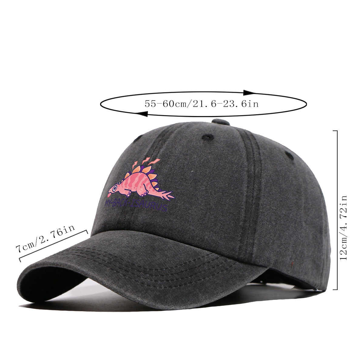 1pc Fun Cartoon Dinosaur "MY-BA-ISAURUS" Printed Baseball Cap, Comfortable Breathable Sun Hat, Fashionable Cute Trendy Unisex Hat, Adjustable Size, Friend Casual Hat, Couple Outing Hat, Suitable for Daily Wear, Shopping, Outdoor, Parties, Camping