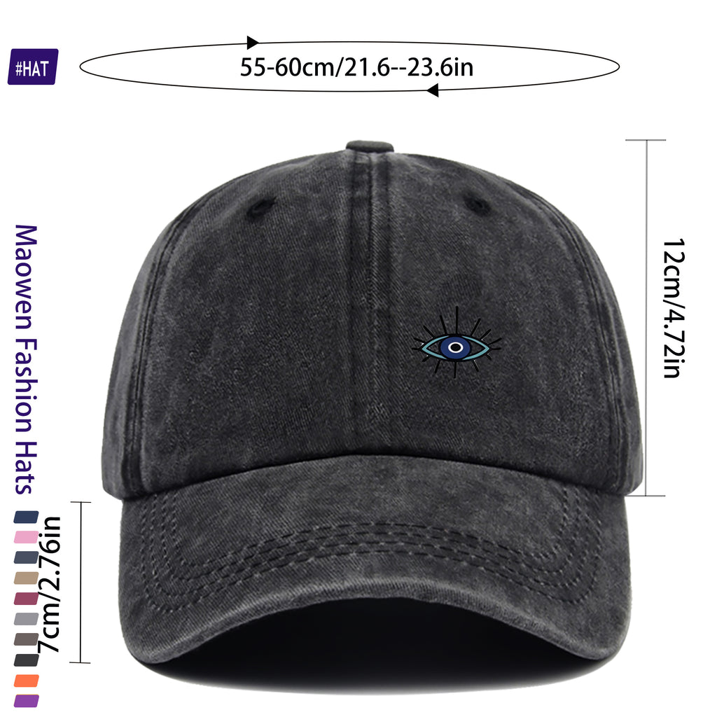 1pc Vintage Washed Distressed Trucker Dad Hat - Adjustable Snapback Baseball Cap with Fun Eye Print, Lightweight Breathable Suitable for Outdoor Fishing Hunting Driving, Unisex Gift for Men & Women, Machine Washable for and -the-