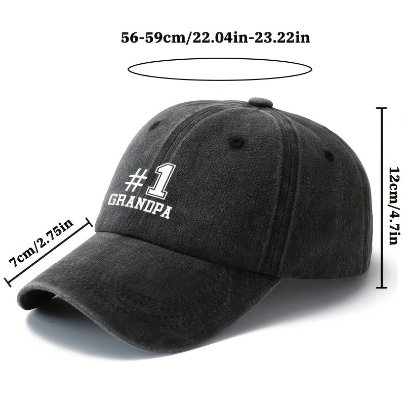 MAKEFGE #1 Grandpa Baseball Cap - Vintage Washed Truck Driver Hat, Lightweight Dad Grandpa Gift for Father's Day, Birthday - Available in Black, Brown, Maroon, Navy - Outdoor Camping, Travel, Everyday Casual Hat.woven Fabric.